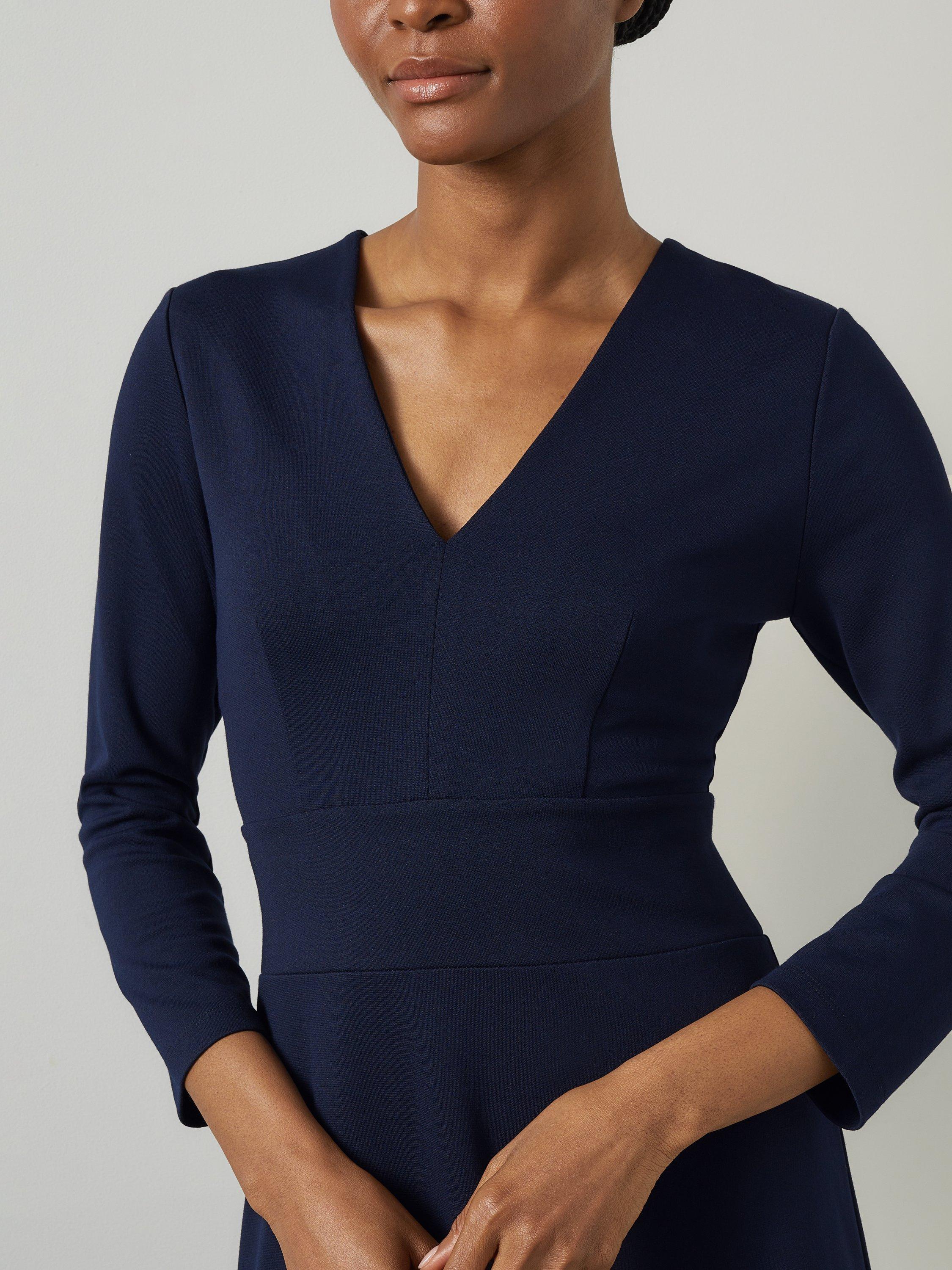 Product image 4 of 5, which shows L.K.Bennett Lauren Ponte Midi Dress, Navy, 8