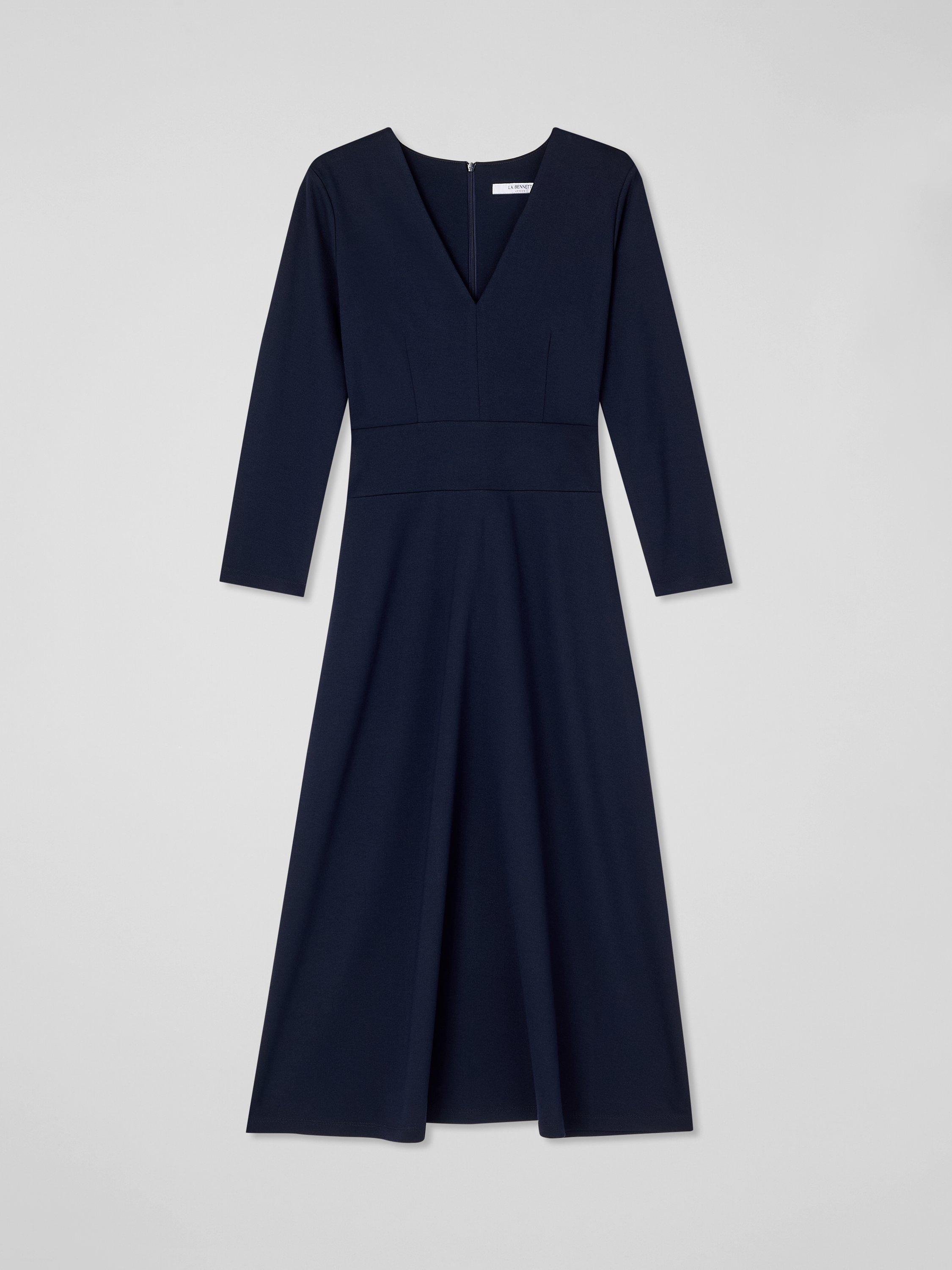 Product image 5 of 5, which shows L.K.Bennett Lauren Ponte Midi Dress, Navy, 8