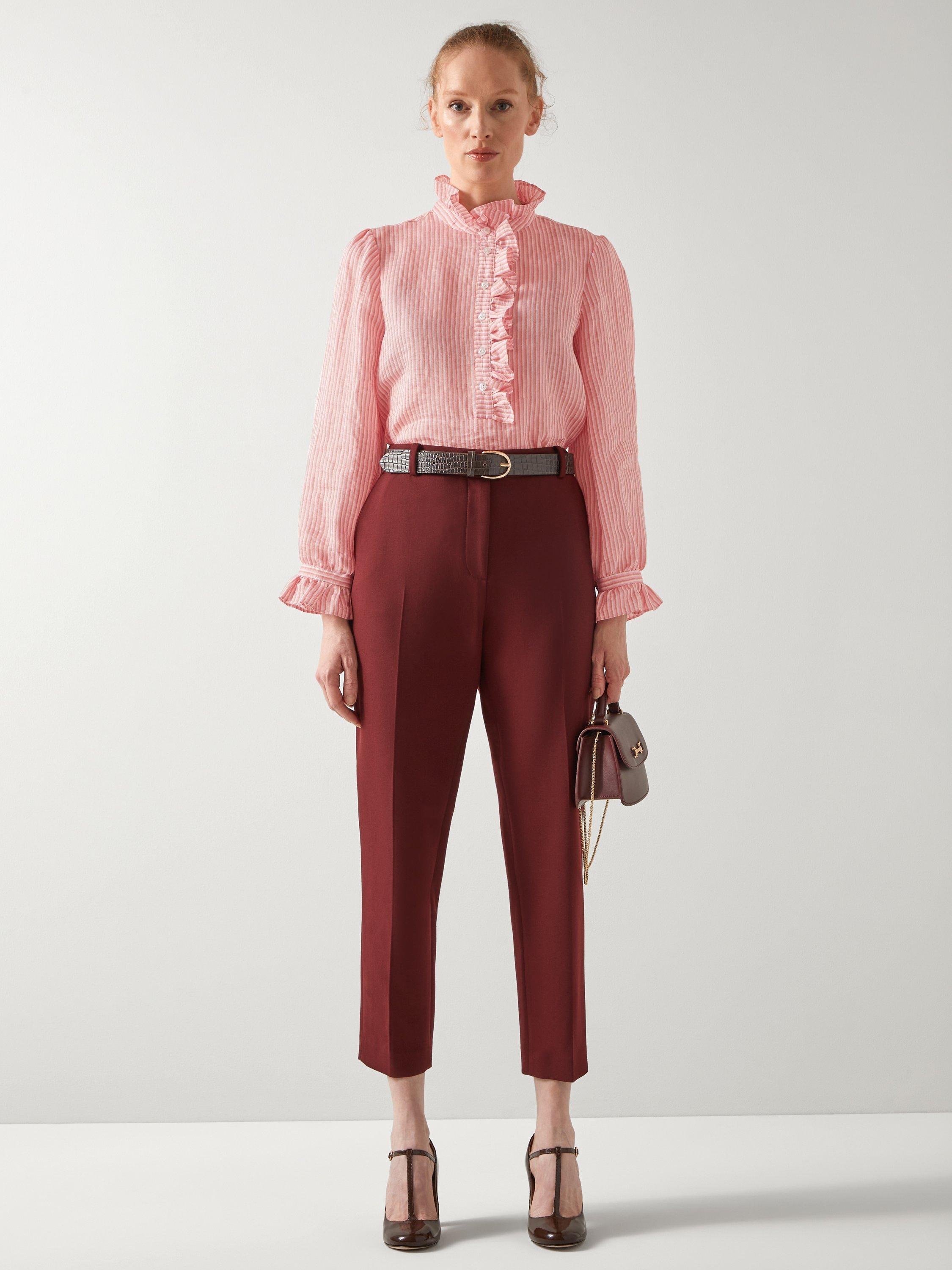 L.K.Bennett Camile Stripe Ruffle Linen Blend Top