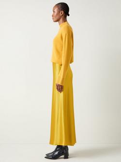 L.K.Bennett Blythe Satin Bias Midi Skirt, Olive - view 2, Olive