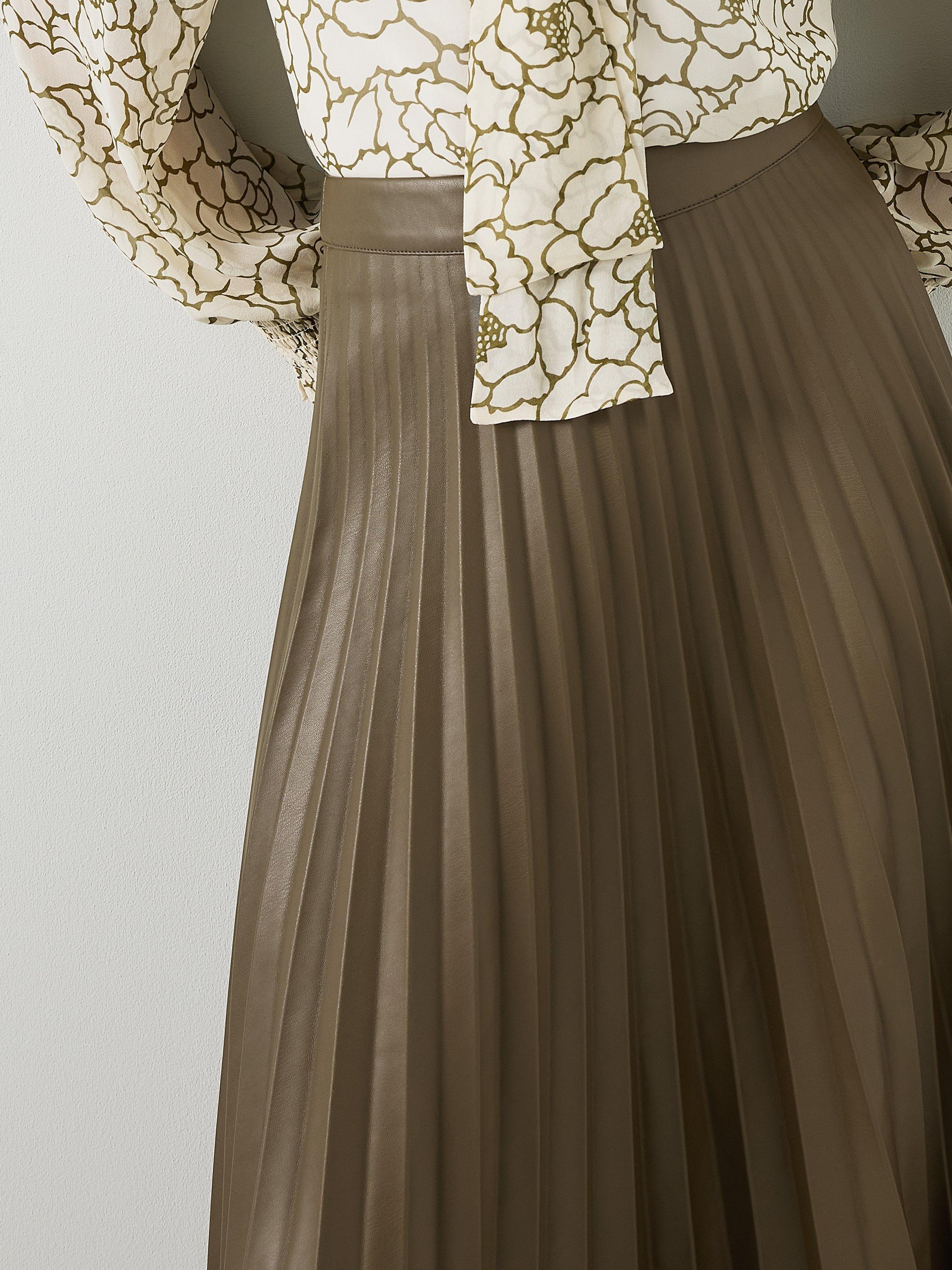 Product image 4 of 5, which shows L.K.Bennett Laurie Faux Leather Pleated Skirt, Olive, 20