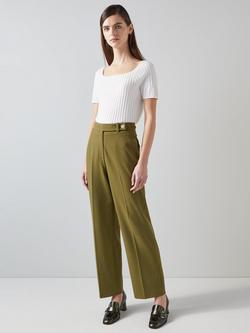 L.K.Bennett Billie Tailored Trousers, Olive, Olive