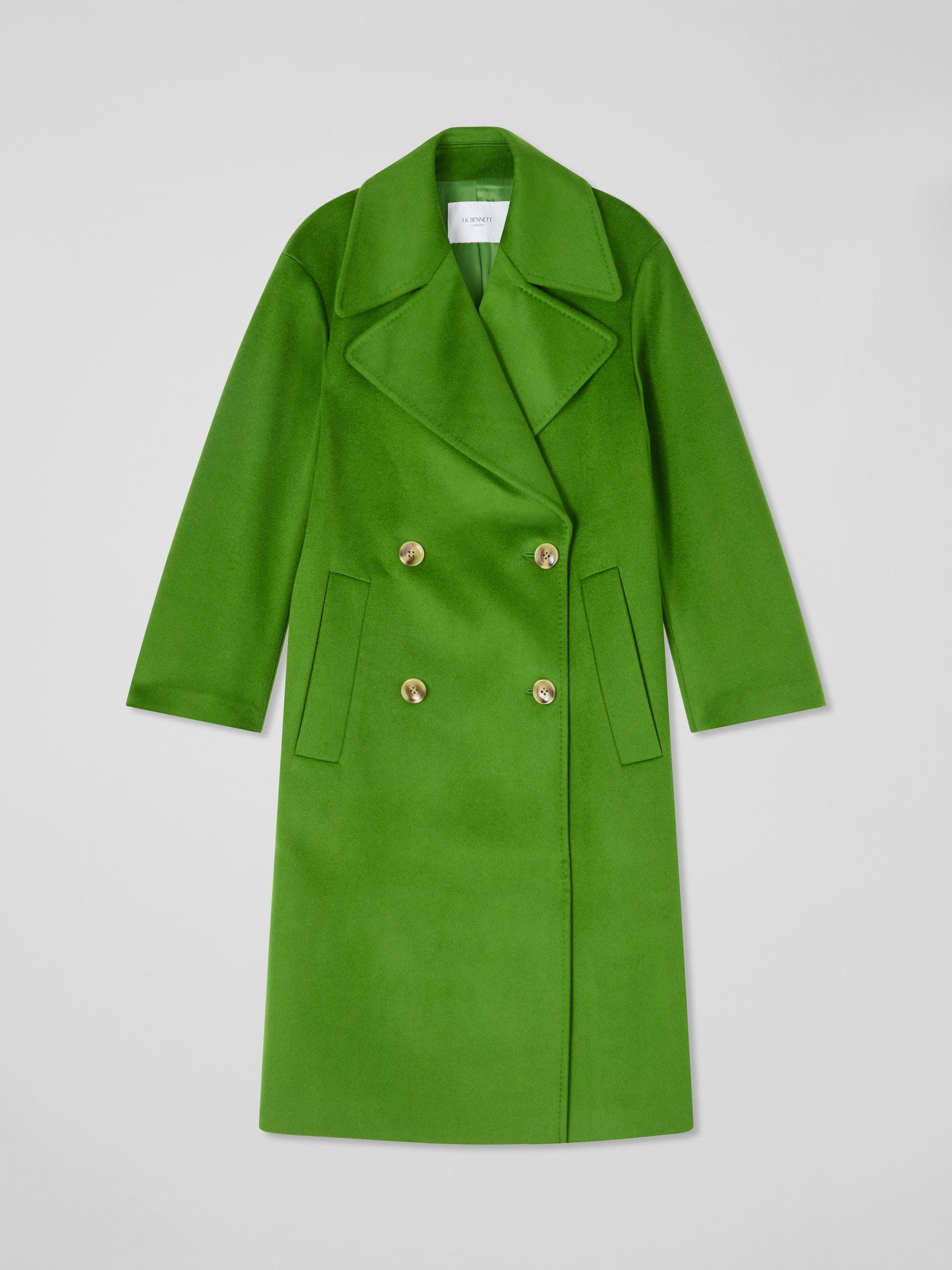 L.K.Bennett Amor Double Breasted Wool Coat, Green