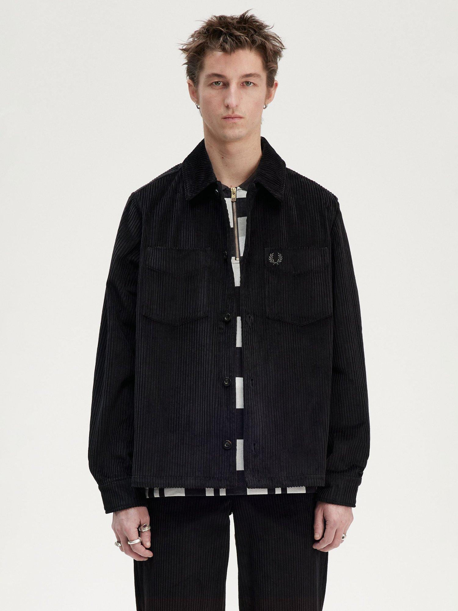 Product image 1 of 5, which shows Fred Perry Cotton Corduroy Overshirt, Black, S