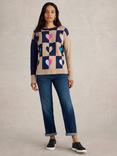 White Stuff City Check Heart Organic Cotton Rich Jumper, Multi