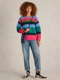 White Stuff Jana Stripe Organic Cotton Jumper, Teal/Multi