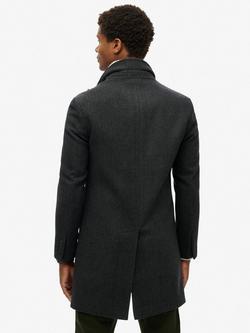 Superdry Merchant Town Coat - view 2, Black Herringbone