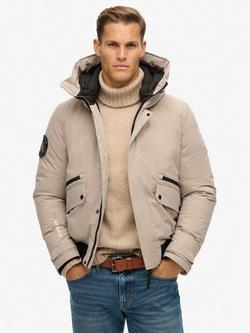 Superdry City Padded Bomber Jacket, Deep Beige Sub, Deep Beige Slub
