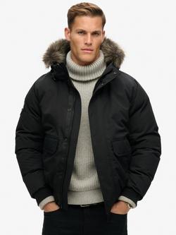 Superdry Everest Faux Fur Bomber Jacket, Jet Black