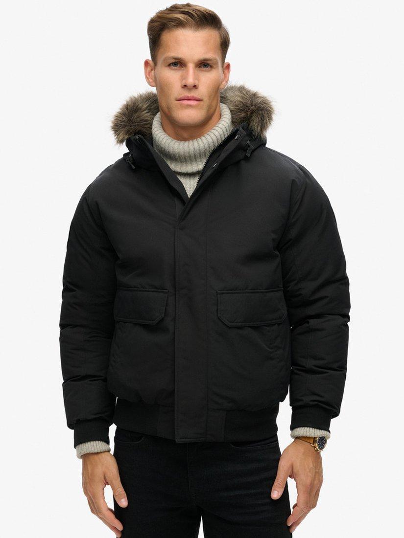 Product image 3 of 6, which shows Superdry Everest Faux Fur Bomber Jacket, Jet Black, S