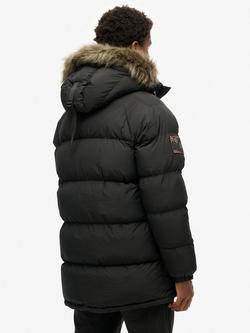 Superdry Everest Longline Baffled Parka Jacket, Jet Black - view 2, Jet Black