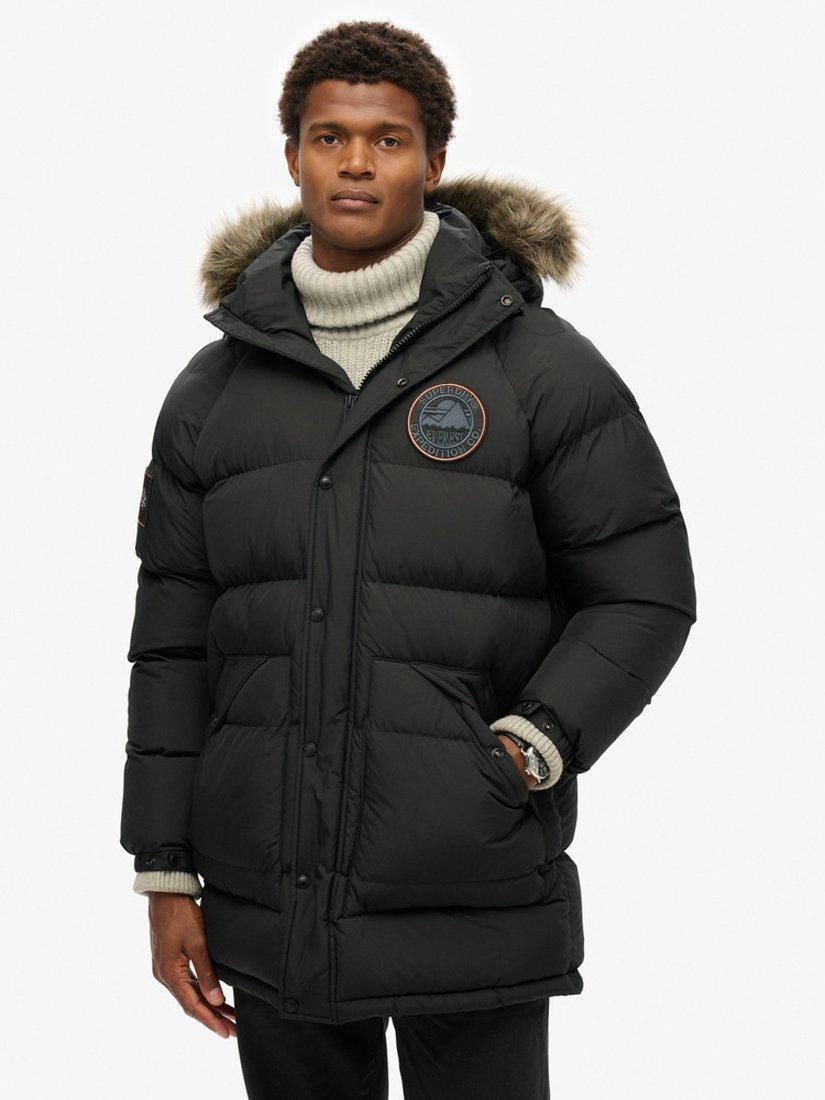 Superdry mens longline down chinook parka black online