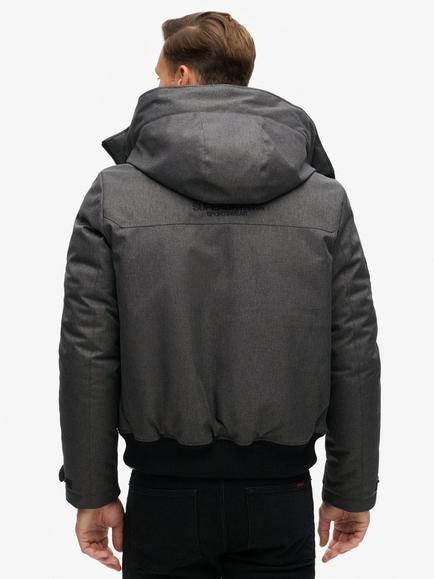 Superdry City Tweed Padded Bomber Jacket, Grey Herringbone - view 2, Grey Herringbone