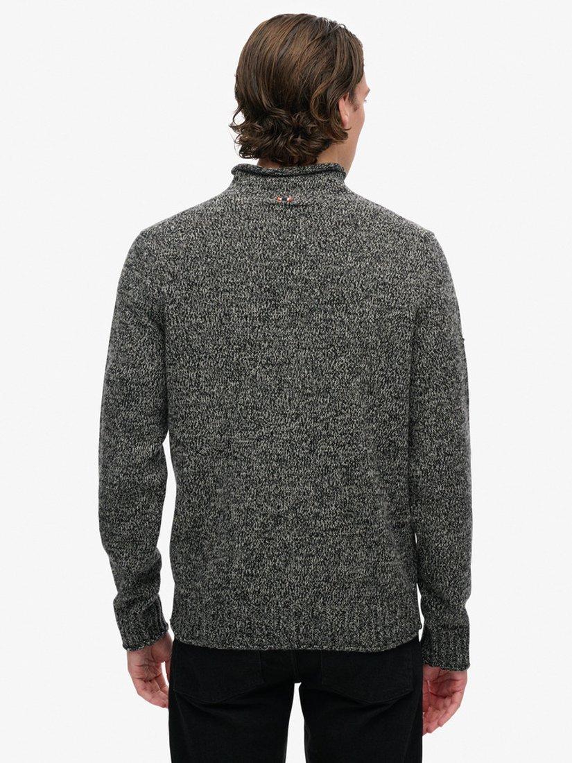 Product image 2 of 4, which shows Superdry 90s Roll Neck Jumper, Black Marl, S