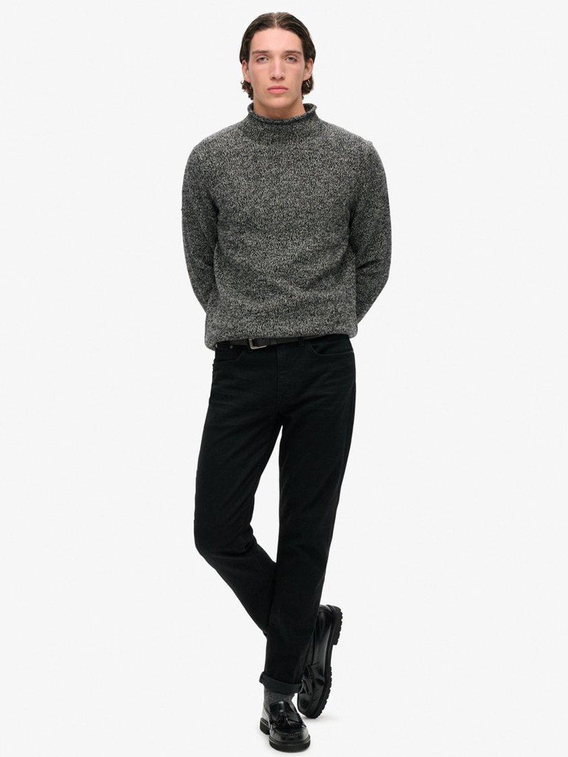 Product image 3 of 4, which shows Superdry 90s Roll Neck Jumper, Black Marl, S
