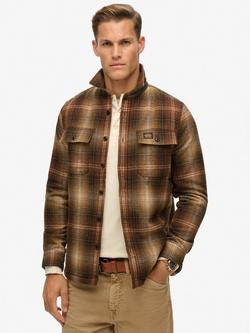 Superdry Wool Mill Overshirt, Haze Ombre Brown, Haze Ombre Brown