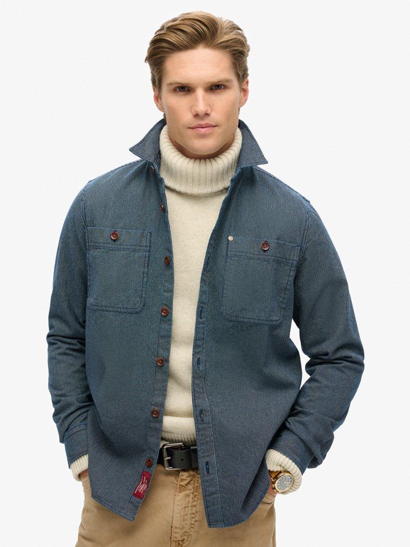 Product image 1 of 5, which shows Superdry Merchant Store Collection Denim Overshirt, Indigo, S