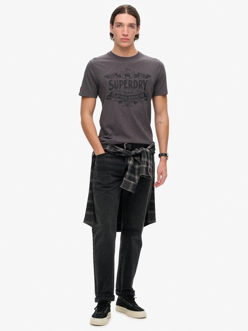 Product image 3 of 5, which shows Superdry Workwear Script Graphic T-Shirt, Dark Slate Grey Slub, S