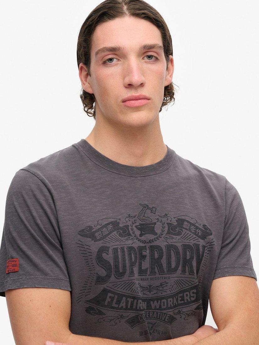 Product image 4 of 5, which shows Superdry Workwear Script Graphic T-Shirt, Dark Slate Grey Slub, S