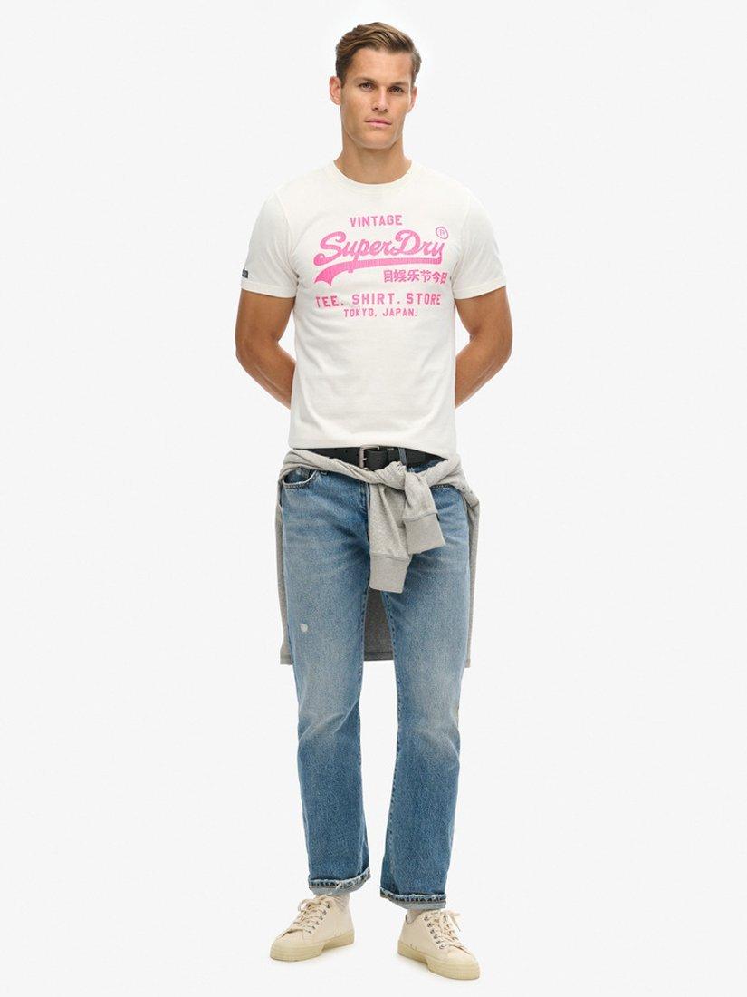 Product image 3 of 5, which shows Superdry Neon Vintage Logo Graphic T-Shirt, Ecru, S