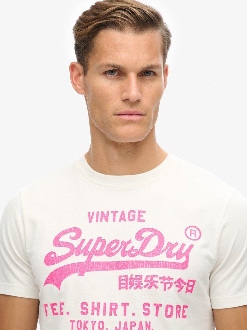 Product image 4 of 5, which shows Superdry Neon Vintage Logo Graphic T-Shirt, Ecru, S