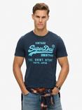 Superdry Neon Vintage Logo Graphic T-Shirt, Deep Navy