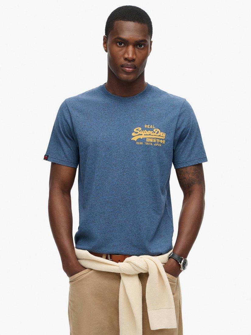 Product image 1 of 5, which shows Superdry Classic Vintage Logo Graphic T-Shirt, Airborne Navy Jaspe, S