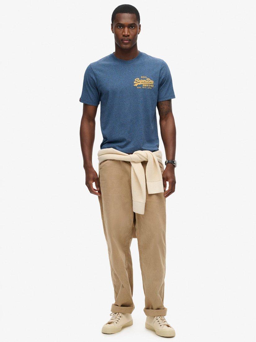 Product image 3 of 5, which shows Superdry Classic Vintage Logo Graphic T-Shirt, Airborne Navy Jaspe, S