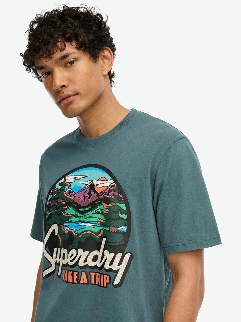 Product image 4 of 4, which shows Superdry Travel Postcard Graphic T-Shirt, Stargazer Blue, S