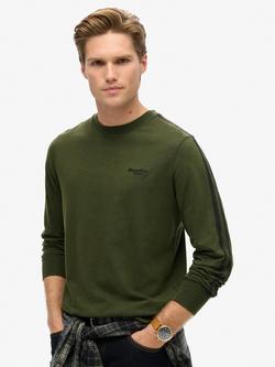 Superdry Essential Logo Retro Long Sleeve T-Shirt, Duffel Bag Green, Duffel Bag Green