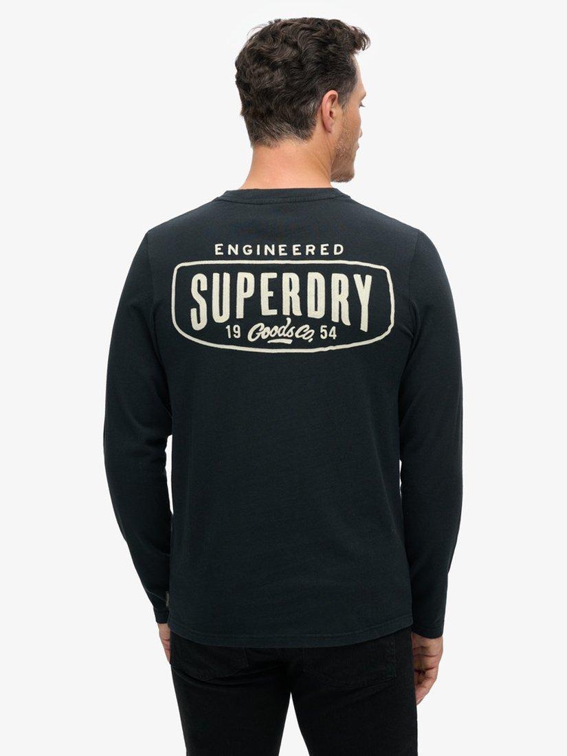 Product image 3 of 4, which shows Superdry Cotton Regular Fit Long Sleeve Logo T-Shirt, Jet Black, S