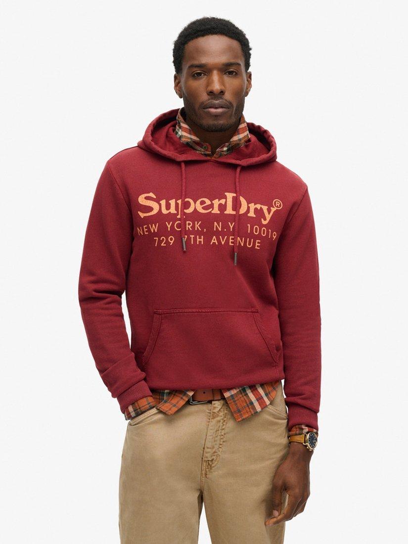 Superdry Tonal Venue Logo Hoodie, Wine Red