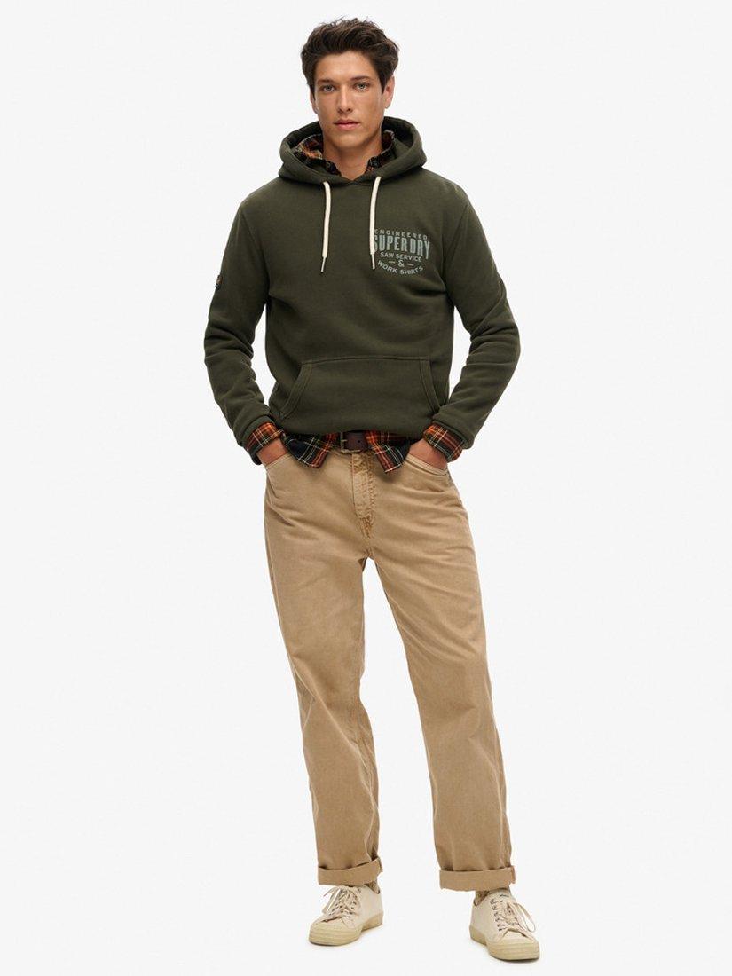 Product image 3 of 5, which shows Superdry Machines Goods Workwear Hoodie, Surplus Goods Green, S