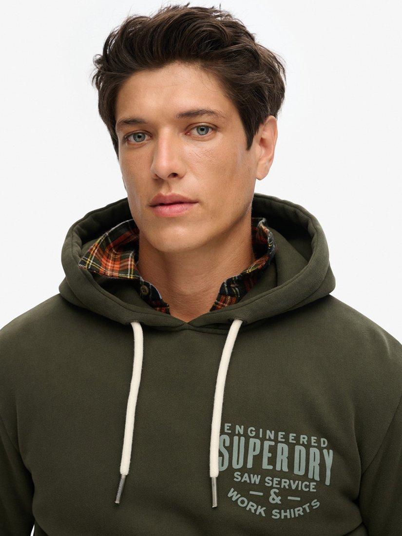 Product image 4 of 5, which shows Superdry Machines Goods Workwear Hoodie, Surplus Goods Green, S