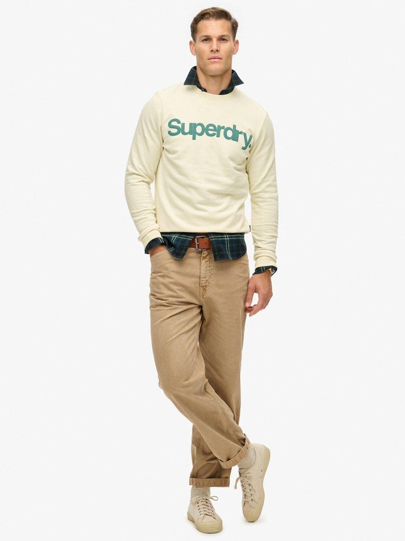 Product image 3 of 5, which shows Superdry Classic Core Logo Sweatshirt, Oyster Cream, S