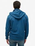 Superdry Essential Logo Washed Zip Hoodie, Washed Insignia Blue