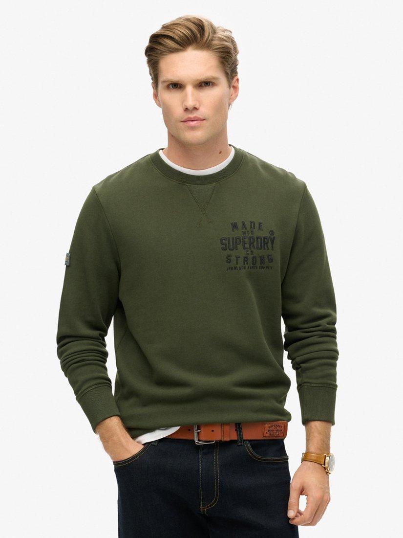Product image 1 of 5, which shows Superdry Workwear Applique Sweatshirt, Surplus Goods Green, S