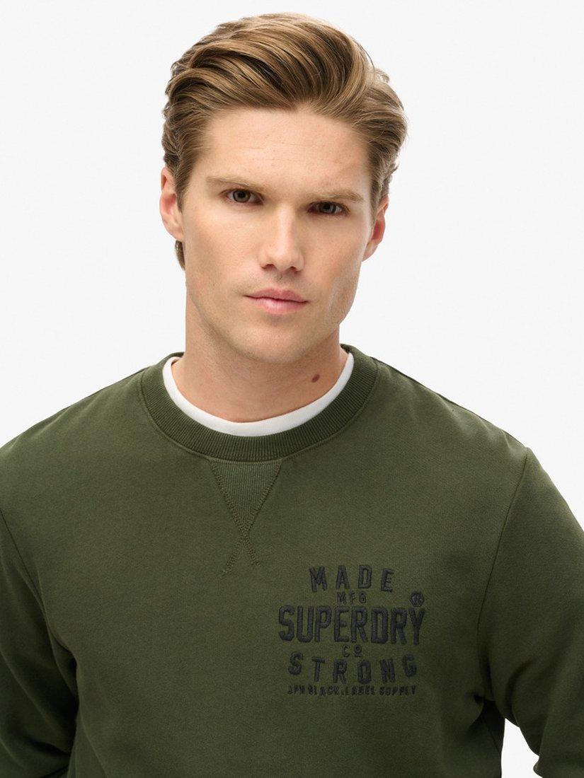 Product image 2 of 5, which shows Superdry Workwear Applique Sweatshirt, Surplus Goods Green, S