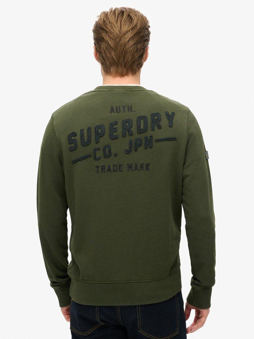 Product image 3 of 5, which shows Superdry Workwear Applique Sweatshirt, Surplus Goods Green, S