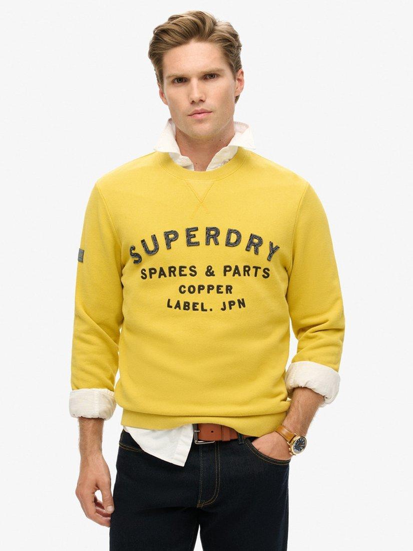 Product image 1 of 5, which shows Superdry Workwear Applique Sweatshirt, Oil Yellow, S