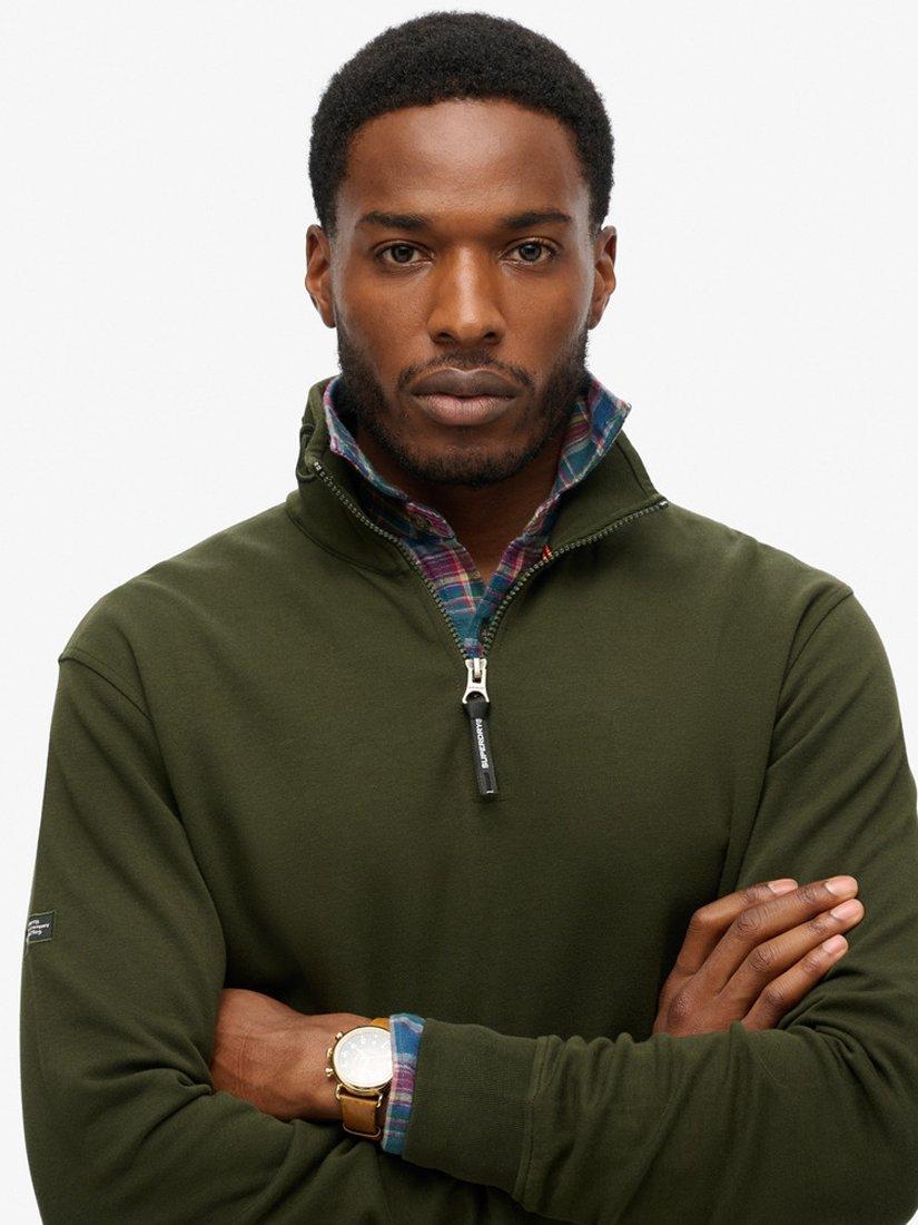 Product image 4 of 5, which shows Superdry Utility Logo Henley Sweatshirt, Surplus Goods Green, S