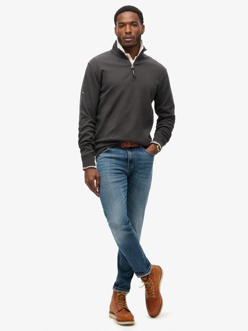 Product image 3 of 5, which shows Superdry Utility Logo Henley Sweatshirt, Dark Charcoal, S