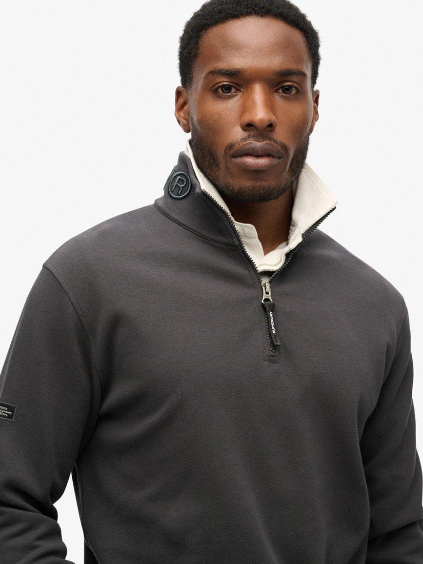 Product image 4 of 5, which shows Superdry Utility Logo Henley Sweatshirt, Dark Charcoal, S