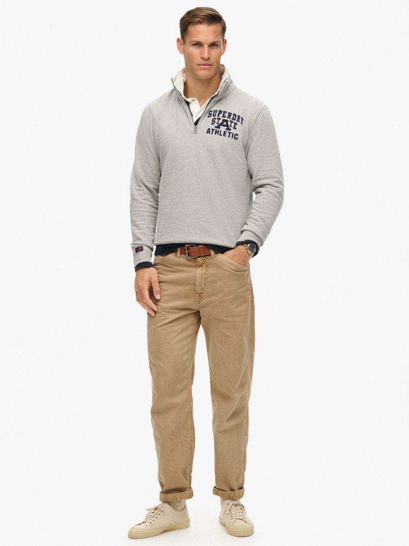 Product image 3 of 5, which shows Superdry Vintage Athletic Zip Henley Jumper, Vintage Grey Marl, XXL