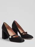 L.K.Bennett Cilla Mary Jane Crystal Button Court Shoes, Black