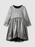 Reiss Kids' Joy Metallic Flared Dress, Silver