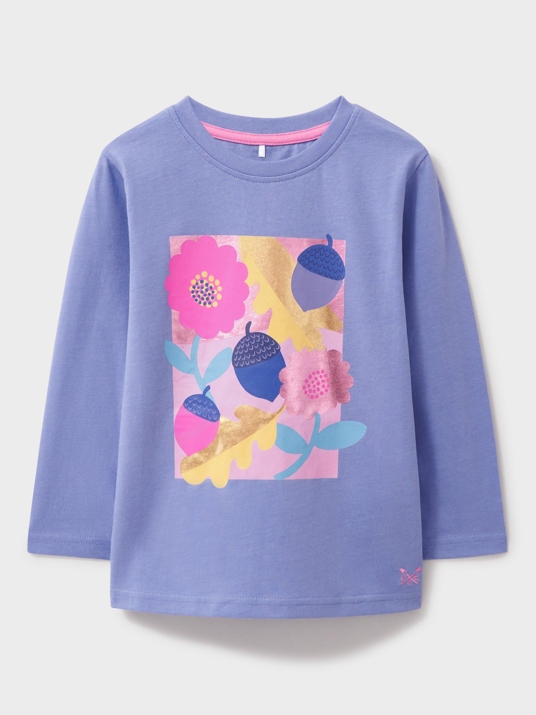 Product image 1 of 3, which shows Crew Clothing Kids' Graphic Print Long Sleeve Top, Multi, 8-9 years