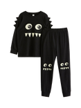 Lindex Kids' Cotton 3D Pyjama Set, Black