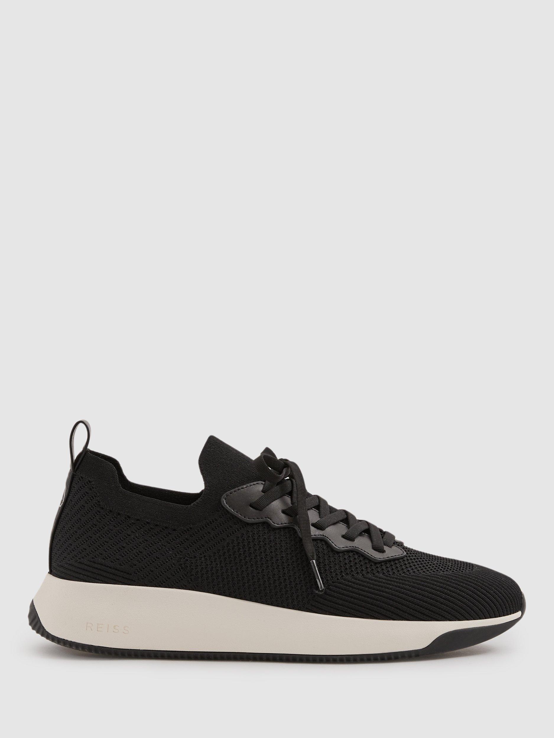 Black knit runner trainers online