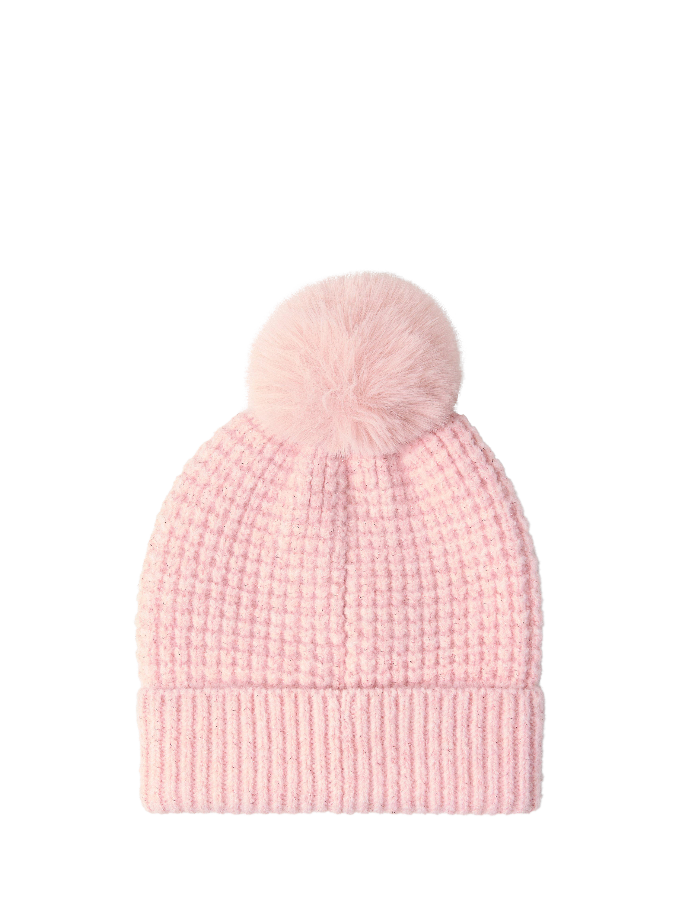 Product image 2 of 3, which shows Lindex Kids' Lurex Bobble Hat, Dusty Pink, 8-13 years